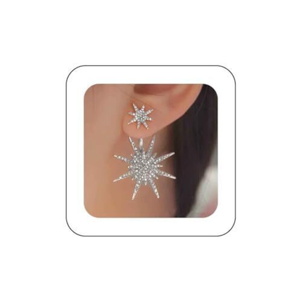 6516 Bohemian Starburst Ear Jacket Earrings Sunburst Earrings Crystal Star